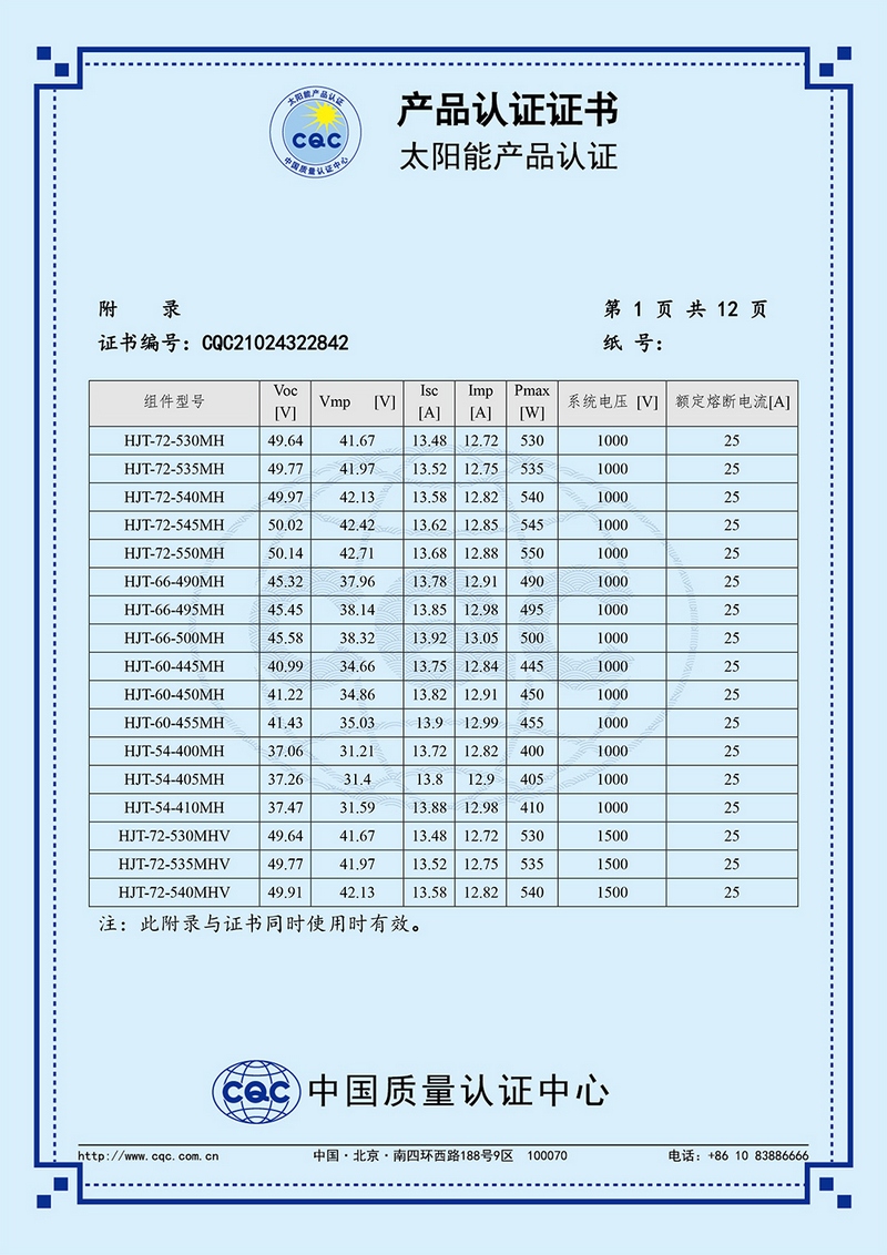 产品认证证书